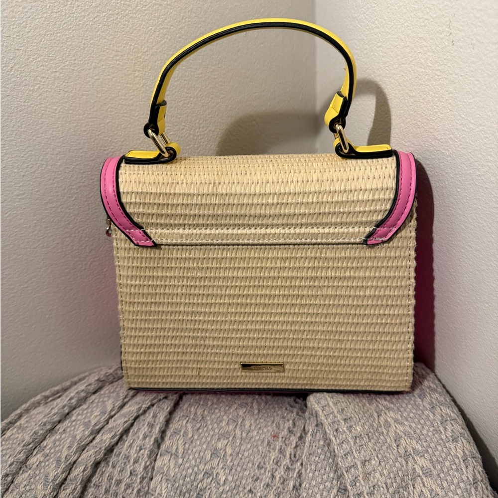Aldo Colorblock Woven Straw Bag w/ Chain - Picture 3 of 10